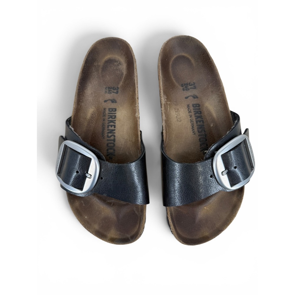 Birkenstock Madrid Big Buckle Slide Sandals Womens 37 6 Med/Narrow Black Leather